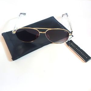NWT Quay Australia High Key Aviator Sunglasses, Gold / Brown Fade